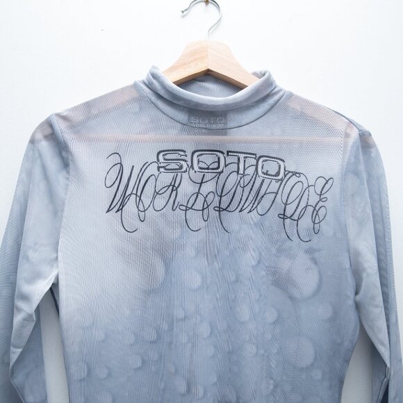 SOTO Worldwide Long Sleeves Body Con Sheer Dress Printed - Picture 3 of 7